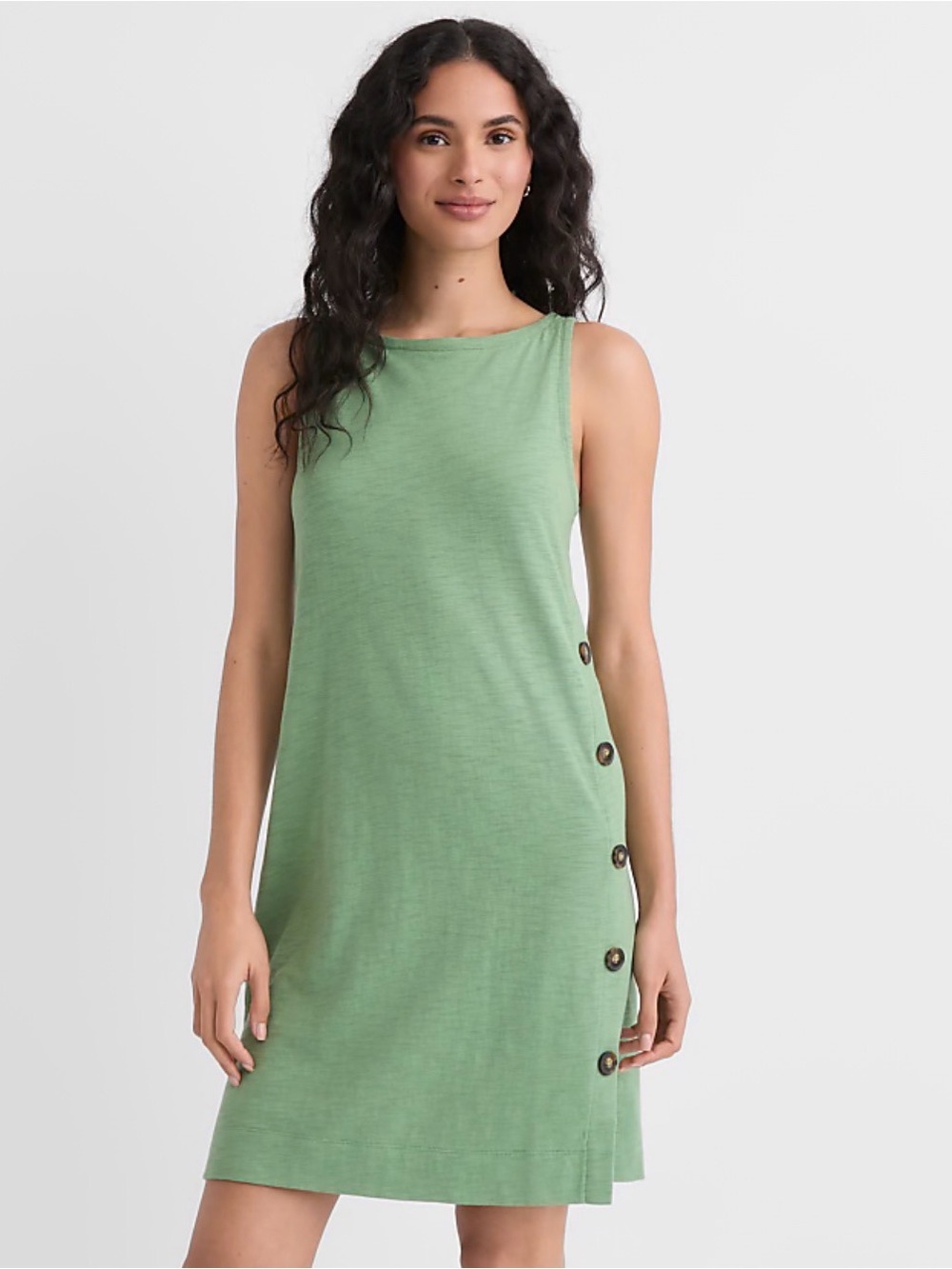 NWT Sleeveless Side-Button Shift Dress in Light Green Mini Dress